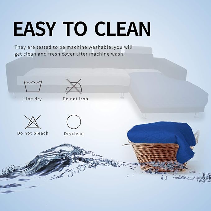 Easy-Going Sectional Couch Covers for Dogs L Shape Sofa Cover Reversible Sofa Slipcover Chaise Lounge Cover Furniture Protector Cover for Pets Dog Cat (42 x 68 inches, Classic Blue/Classic Blue)