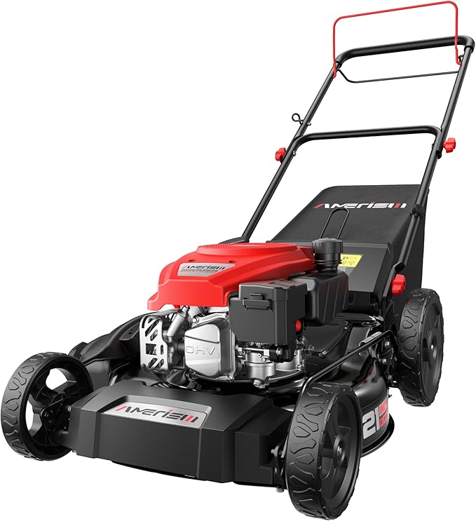 Amerisun 21" Steel Deck Self-Propelled Lawn Mower, 170cc OHV Gas Engine with Air-Cooled Technology, 3-in-1 Cutting Mode, 6-Stage Height Adjustment (1.5"-3.9"), Easy to Assemble & Maintain