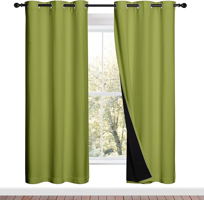 NICETOWN Full Shade Curtain Panels, Fresh Green, Pair of Thermal Insulated &