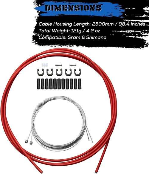 corki Cycles Universal Bicycle Shifter Cable Housing Set for Bike Derailleus - Black