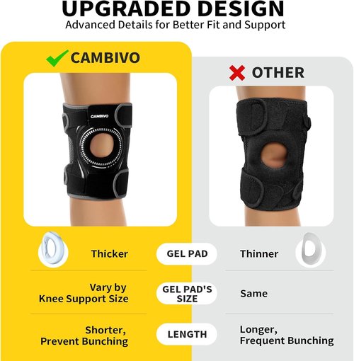 CAMBIVO Knee Brace - Supportive Knee Straps for Enhanced Stability | Adjustable Fit