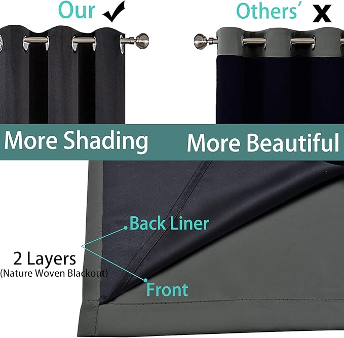Yakamok 84 Inch Length 100% Blackout Curtains