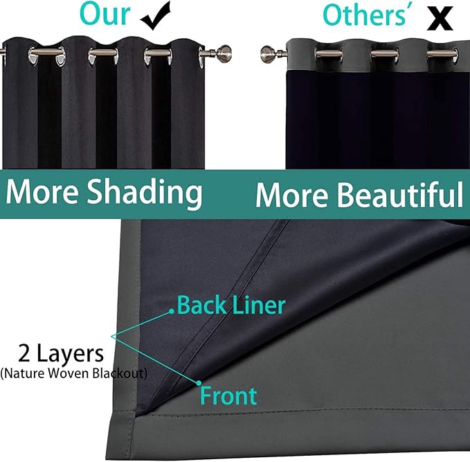 Yakamok Extra Wide Blackout Full Shading Curtains