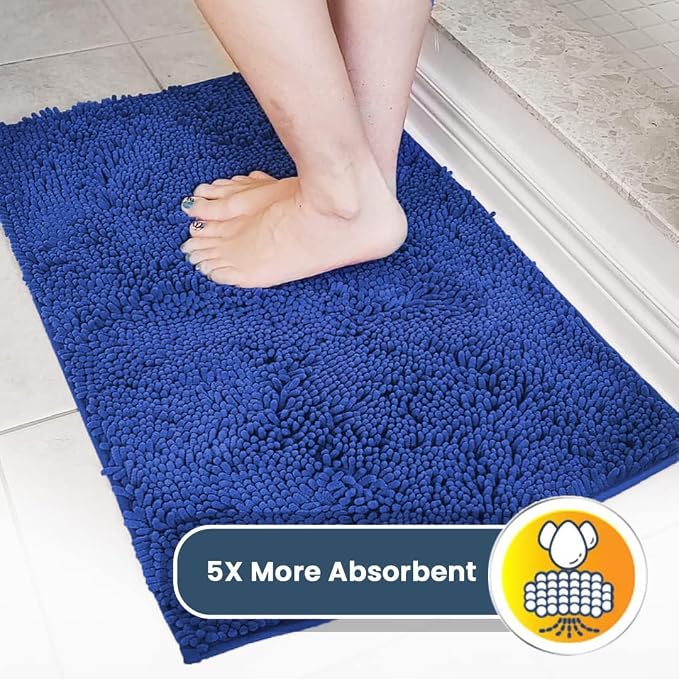 Muddy Mat® | Super Water Absorbent Door Mat Indoor, Microfiber Quick Dry Chenille Entryway Rug, Slip Resistant Front Door Mat, Indoor Mats for Entryway, Machine Washable Pet Rug, Periwinkle 24" x 60"