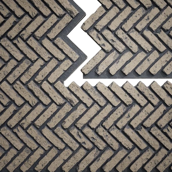 EverStone Herringbone Faux Brick Panel, 46 1/2"W x 25 1/4"H x 1"D, Ash Color