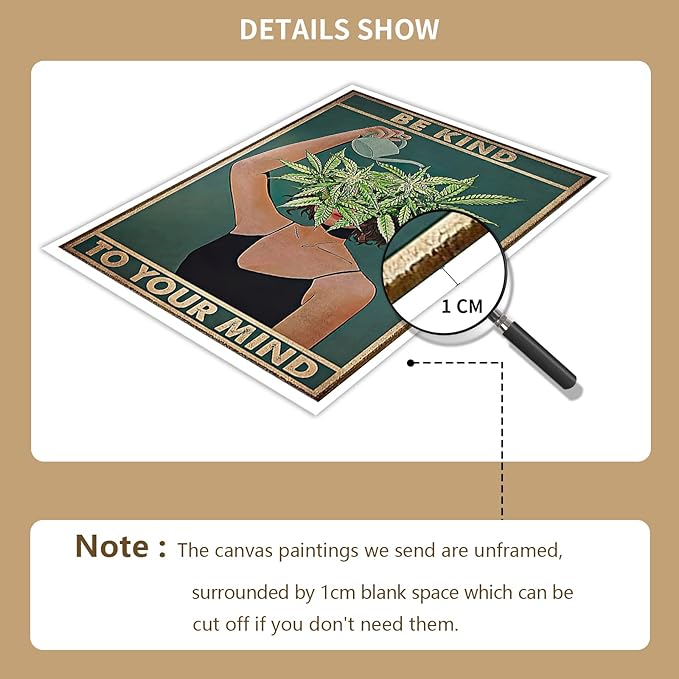 Vintage Be Kind To Your Mind Poster Mental Health Quote Canvas Wall Art Posters