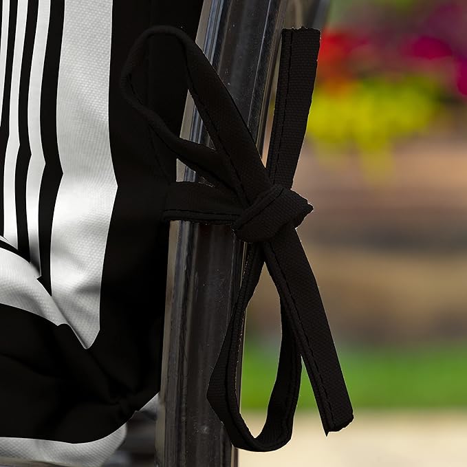 Arden 2-Pack Outdoor Patio Dining Chair Cushion, 20x44, Rain-Proof Seat Pad, Fade-Resistant Outdoor Cushion Black Cabana Stripe