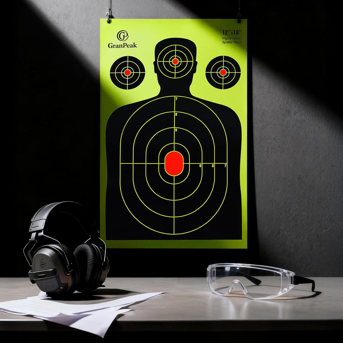 Silhouette Splatter Targets - Adhesive Shooting Targets | Bright Fluorescent Yellow - 12 x 18 Inch