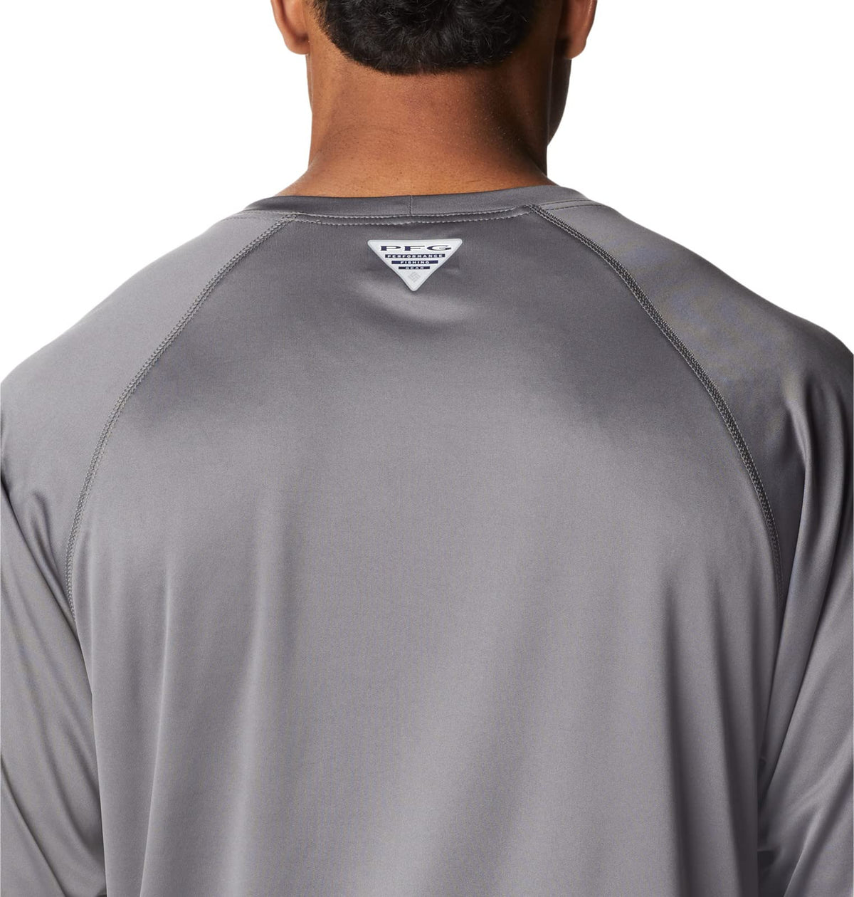 Columbia Men's Terminal Tackle Long Sleeve Fishing Shirt, City Grey/Pink Pop Logo, Large