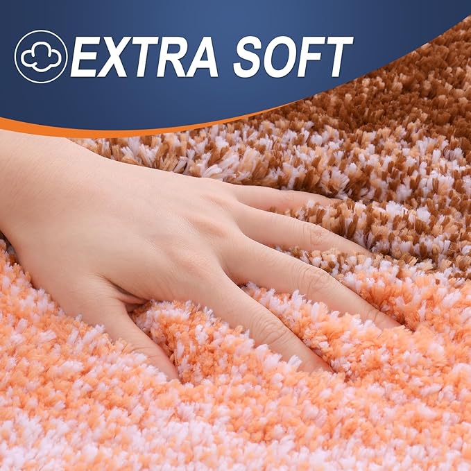 OLANLY Bathroom Runner Rugs 40x24, Extra Soft Absorbent Microfiber Bath Rugs, Rubber Backing, Quick Dry, Machine Washable Bath Mats for Bathroom Floor, Tub and Shower, Home Decor Accessories, Orange