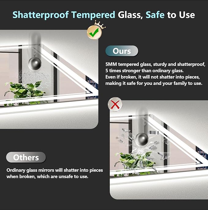 84x40 LED Bathroom Mirror with Lights, Backlit and Front Lit Anti-Fog Lighted