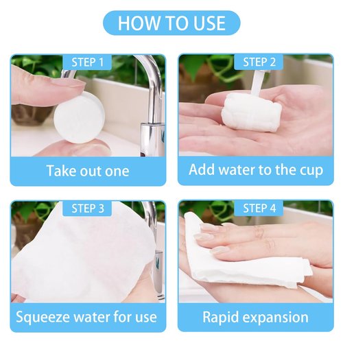 Kiluiu Compressed Towels, Camping Towels, Magic Cotton Wipes, Disposable Facial Towels, High-Capacity Travel/Camping/Hiking, 150Pcs/9X9in (White Pearl Pattern)