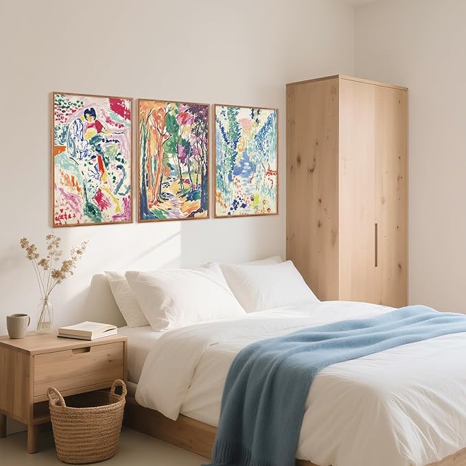 CHDITB Abstract Matisse Framed Canvas Wall Art Set, Colorful Nature Inspired Wall Decor, Modern Home Art Spiritual Wall Painting, Eclectic Gallery Art Prints for Living Room Bedroom Office 24"x36"x3
