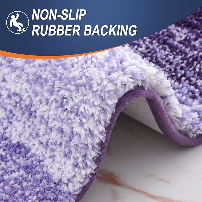 OLANLY Bathroom Runner Rugs 54x24, Extra Soft Absorbent Microfiber Bath Rugs, Rubber Backing, Quick Dry, Machine Washable Bath Mats for Bathroom Floor, Tub and Shower, Home Decor Accessories, Violet