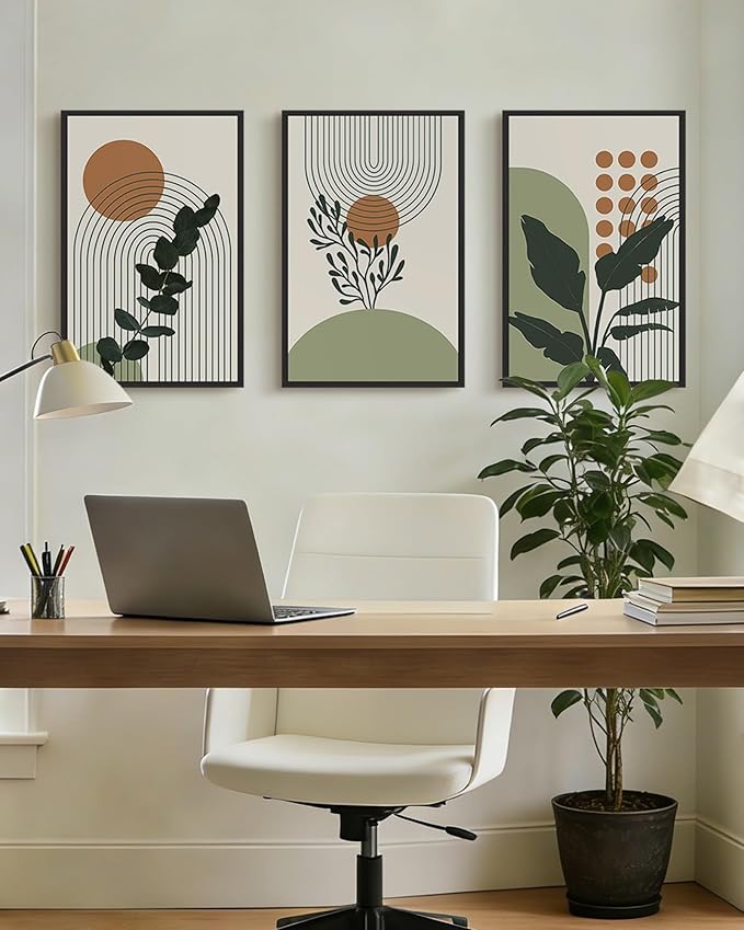 PHOPAGO Boho Plant Wall Art Green Botanical Bohemain Framed Wall Printing