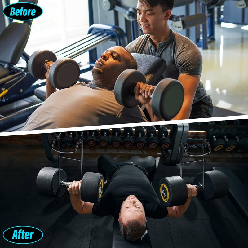 TOBWOLF Dumbbell Spotter Hooks Hangers, Heavy Power Dumbbells Rack Attachments for Dumbbell Bench Press Hold Up 225LB, Safety Connector Perfect for Hanging Dumbbells to Barbells for Chest Workout