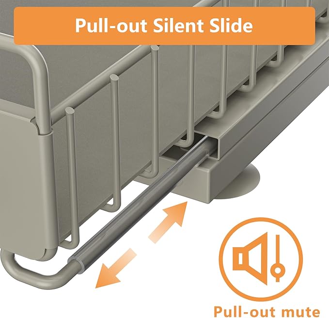 Under Sink Organizer, High Adjustable 2 Tier Under Kitchen Sink Organizer, Multi-Purpose Storage Shelf for Kitchen Bathroom Cabinet, Gray