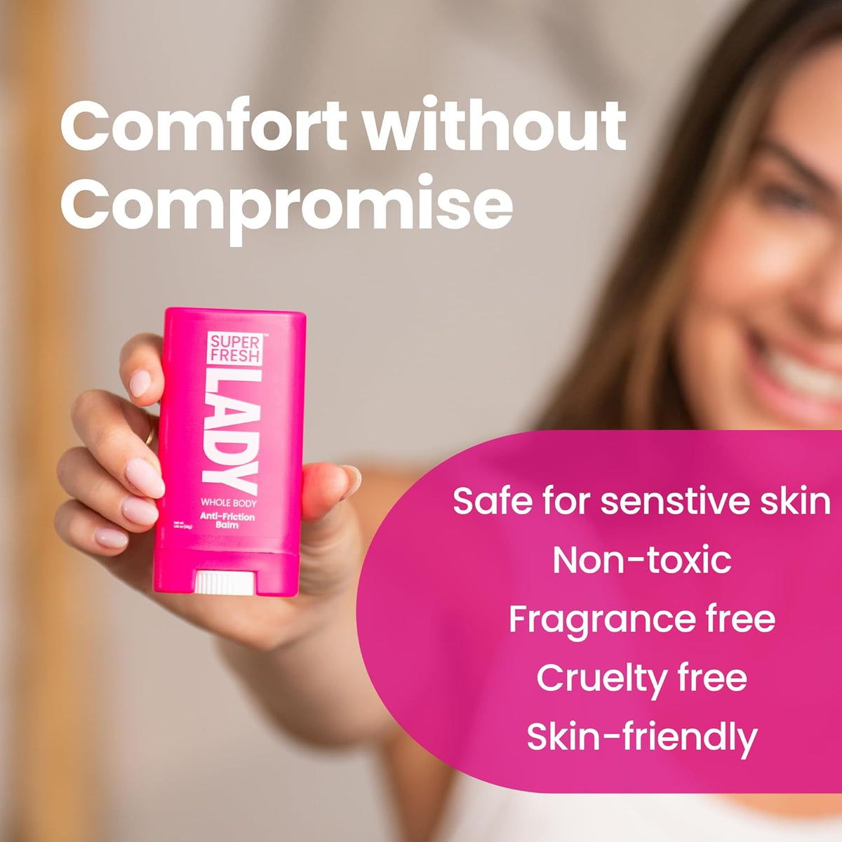 Skiennix Anti-Chafe Stick - Unscented Smooth Balm with Aloe for Thighs & Arms | 1.5 oz No-Mess Application