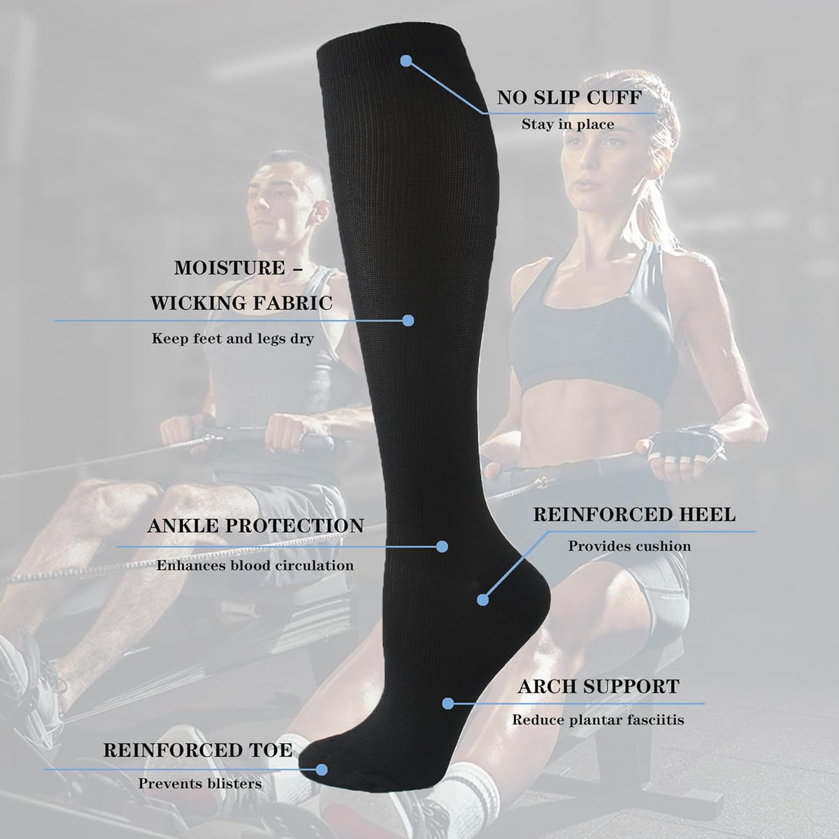 Skiennix Compression Socks - 20-30 mmHg Support for Men & Women | Ideal for Running, Hiking & Recovery