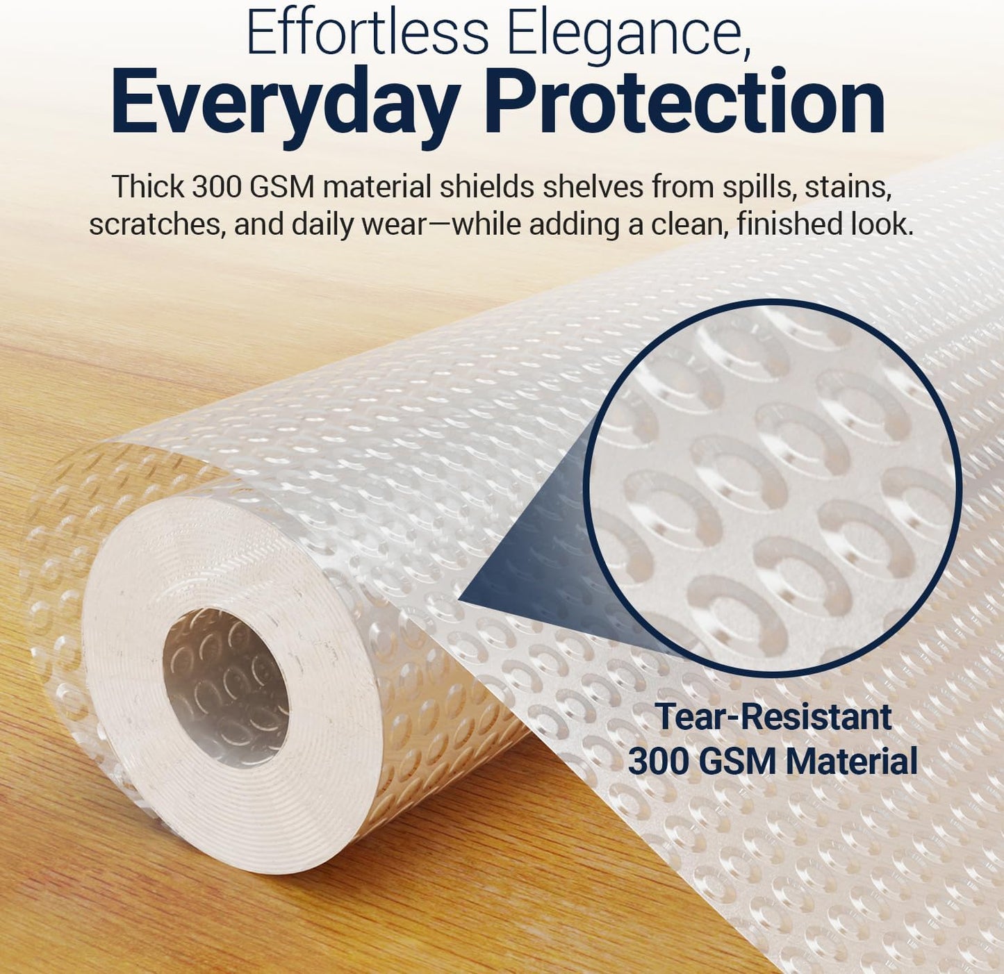 Shelf Liner Drawer Liner for Kitchen Cabinets Non-Adhesive by Linda’s Essentials (17.7 x 120 Inches) - Non-Slip Easy Clean Kitchen Cabinet and Cupboard Protector, Waterproof Mat, Clear Roll
