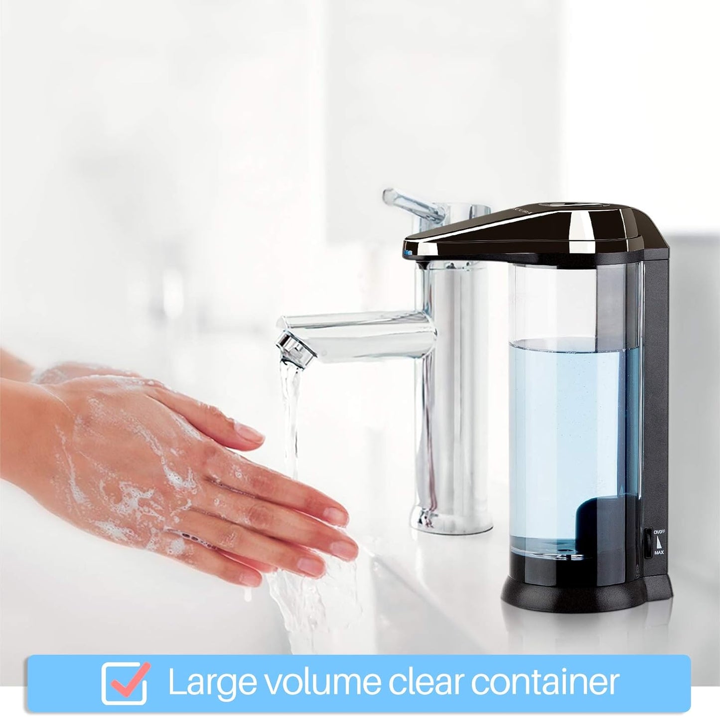 Secura 17oz / 500ml Premium Touchless Battery Operated Electric Automatic Soap Dispenser w/Adjustable Soap Dispensing Volume Control Dial (Dark Gunmetal)