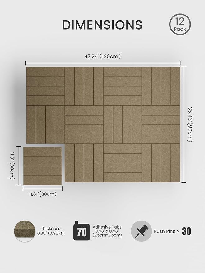 Bumusty Large Cork Board Alternative-48 x 36" Felt Bulletin Board Tiles