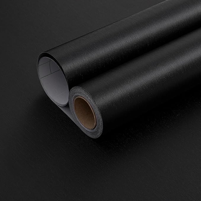 FUKU MON 23.6" X 393" Black Wallpaper Peel and Stick Contact Paper Solid