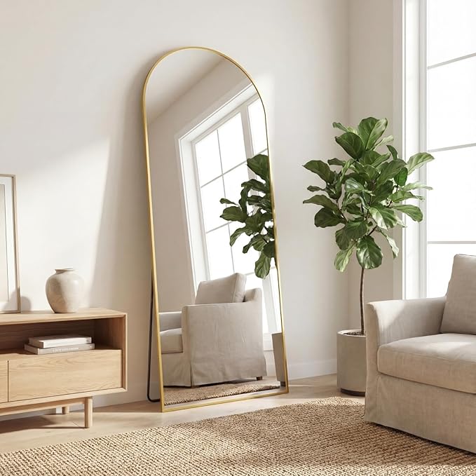 Sweetcrispy 56"x21" Arched Full Length Mirror, Leaning or Standing Full Body