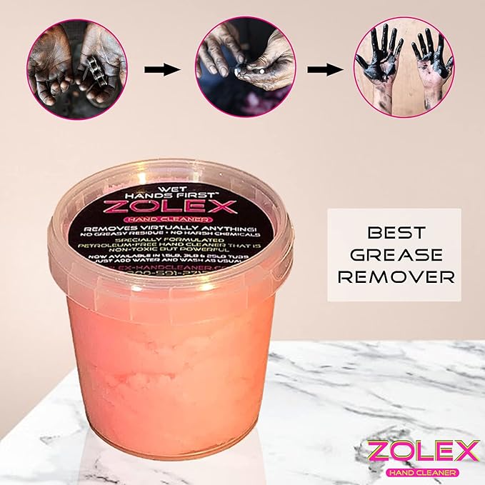 Zolex Water Activated Cherry Hand Cleaner for Hard Working Hands | Stain Remover for Heavy Duty Workers | Grease Remover for Mechanics and Industrial Workers - Non-Toxic Petroleum Free (Starter Pack - 4 Personal-Sized Tubs)
