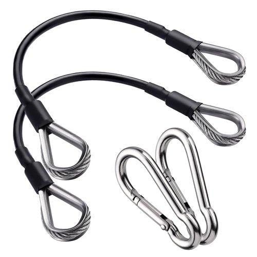 AIKESIWAY 2PCS Gym Cable Extension,Replacement Cable Machine Accessories,Cable Pulley Attachments for Gym -Thick 5mm(0.2inch) Heavy Duty Steel Wire Rope for Home Gym Cable (20 inch (2PCS))