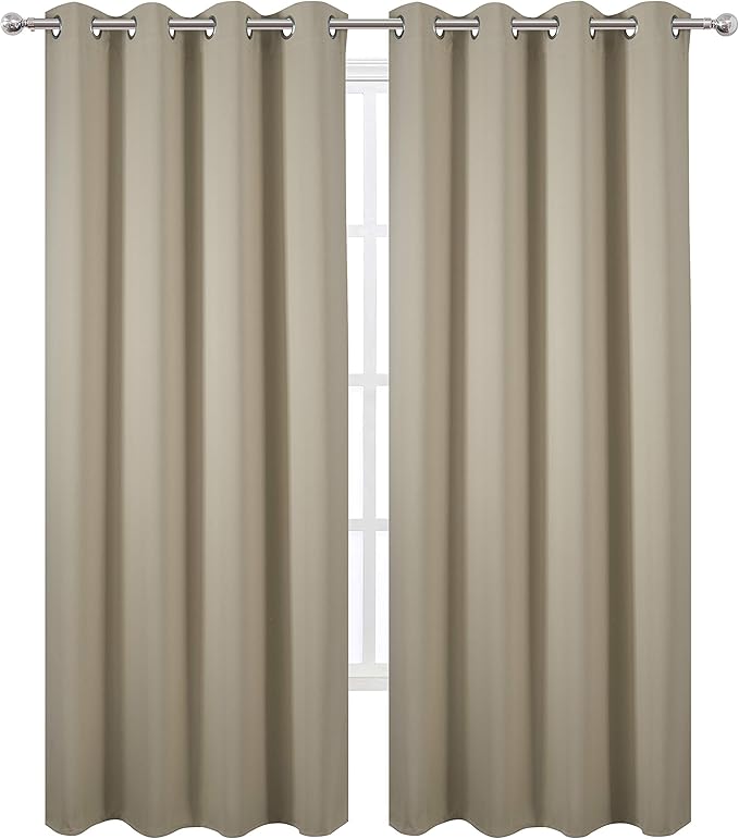LEMOMO Blackout Curtains 66 x 95 inch/Beige Curtains Set of 2 Panels/Thermal