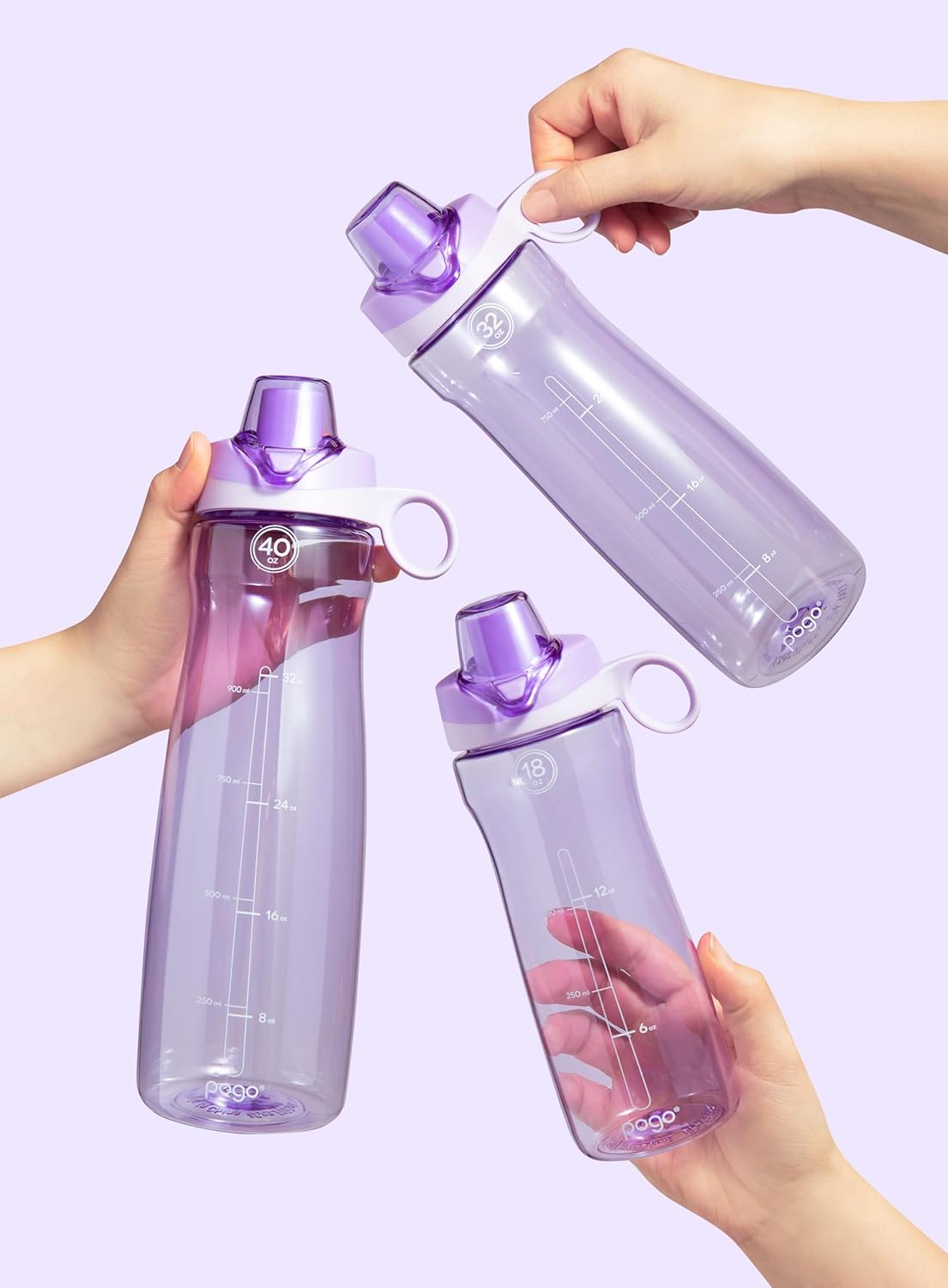 Pogo 32oz Reusable Plastic Water Bottle - Chug Lid & Carry Handle | BPA Free, Dishwasher Safe, Lilac