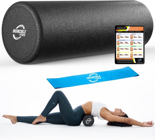 Invincible Fitness EPP Foam Roller - 17'' Deep Tissue Massage for Enhanced Recovery & Pain Relief (Black)