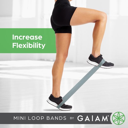 Gaiam Restore Mini Band Kit, Set of 3, Light, Medium, Heavy Lower Body Loop Resistance Bands for Legs and Booty Exercises & Workouts, 12" x 2" Bands