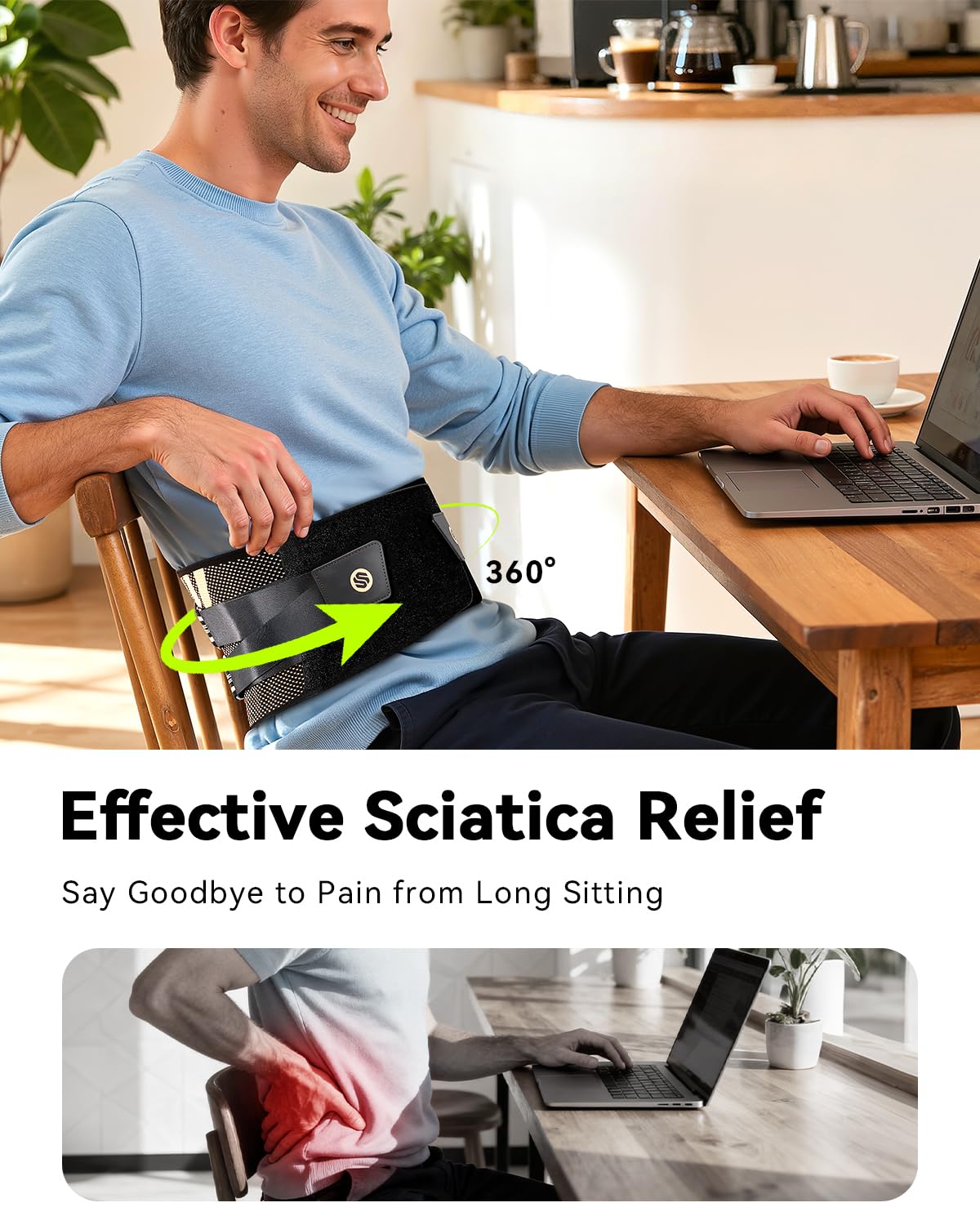 Ultra Breathable Back Brace - Medical Grade Copper Infused Lumbar Support for Pain Relief | Adjustable for Sciatica & Herniated Disc (Large)