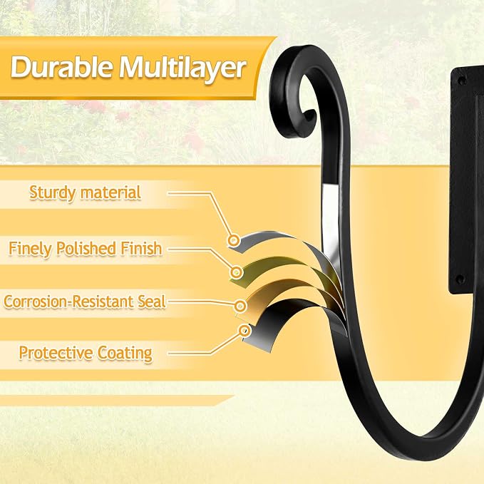 Hose Holders Wall Mount （Metal/8-Inch） Heavy-Duty Garden Hose Hangers Outdoor, Hand-Forged Hose Racks Mount, 2PCs