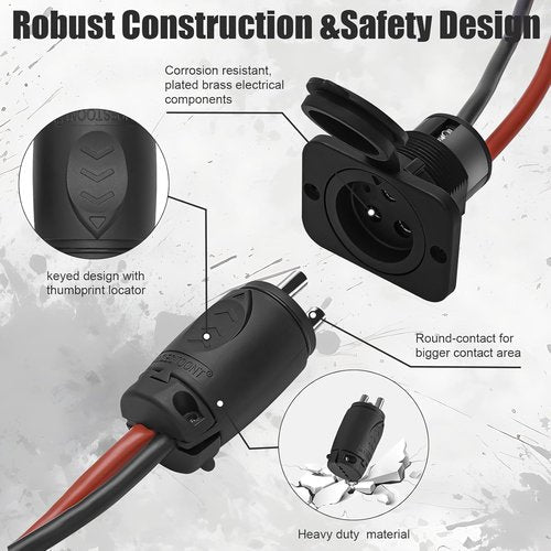 Minn Kota 70A Trolling Motor Plug & Receptacle - Watertight Heavy Duty Connector for 12-48V Systems