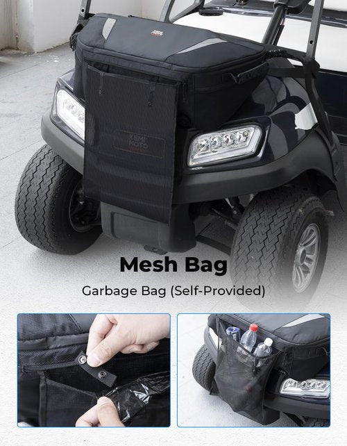 KEMIMOTO Golf Cart Cooler Bag, Fits 20-30 11oz Cans, Insulated with Drain Plug, Reflective Finish, Handy Pockets, Golf Cart Accessories Gifts for Golfers Men, Compatible with EZGO Club Car