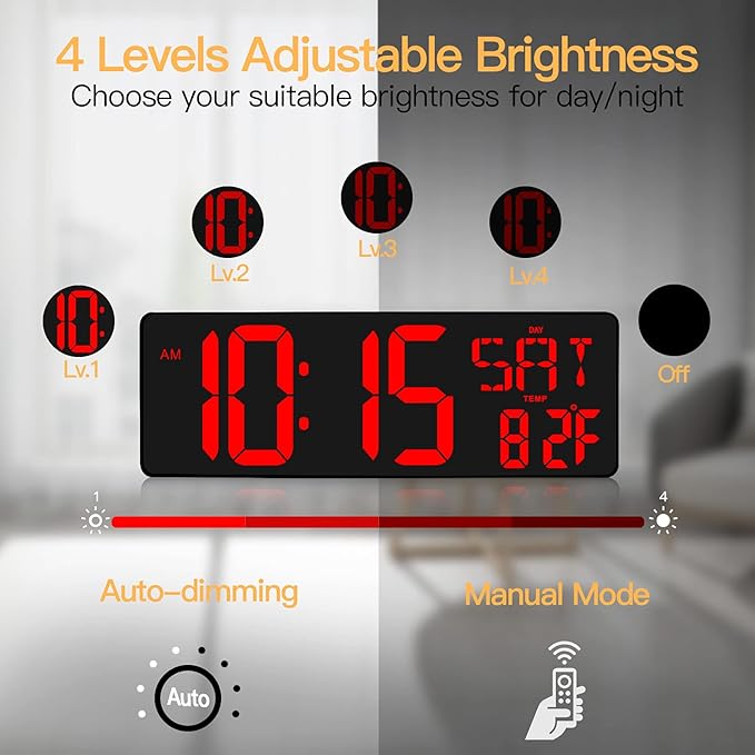 XREXS Large Digital Wall Clock