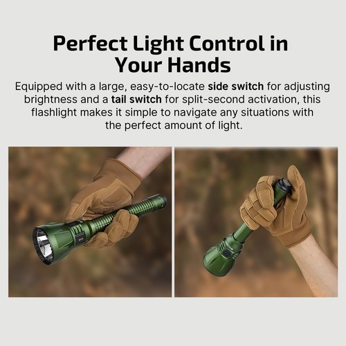 OLIGHT Javelot Turbo 2 1800 Lumen Rechargeable Tactical Flashlight with Long-Range 4921ft Throw, Dual-Switch LED Hunting Light with Wireless Remote 8M Control, Battery Pack & USB C Cable, Balck