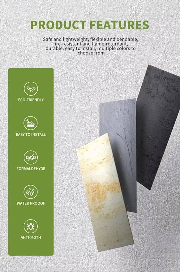 SINGULARWOOD 15pcs/26.46 sq ft Soft Stone Wall Tiles, Flexible Travertine Rock