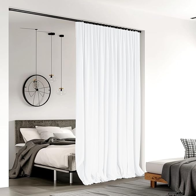 Room Divider Curtains for Ceiling Track Rod, 10 ft Wide x 9 ft Tall, 1 Panel