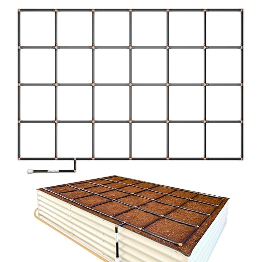 Garden Grid Watering System, 4x6 | Square Foot Gardening Grid & Irrigation in One | Pre-Assembled Watering Grid and Square Foot Garden Style Planting Template | USA-Made Quality | Standard 44"x66"