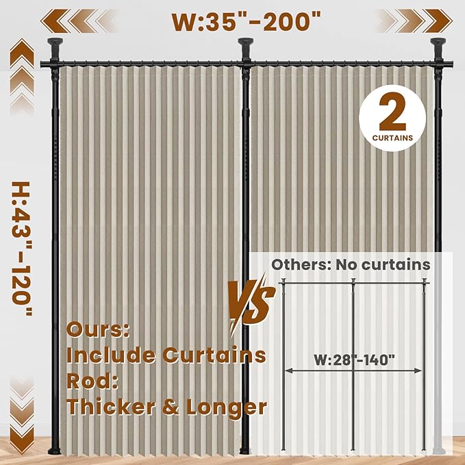 100% Blackout Room Divider Curtains Sets Cream White W100 x L84 in, 2 Panels