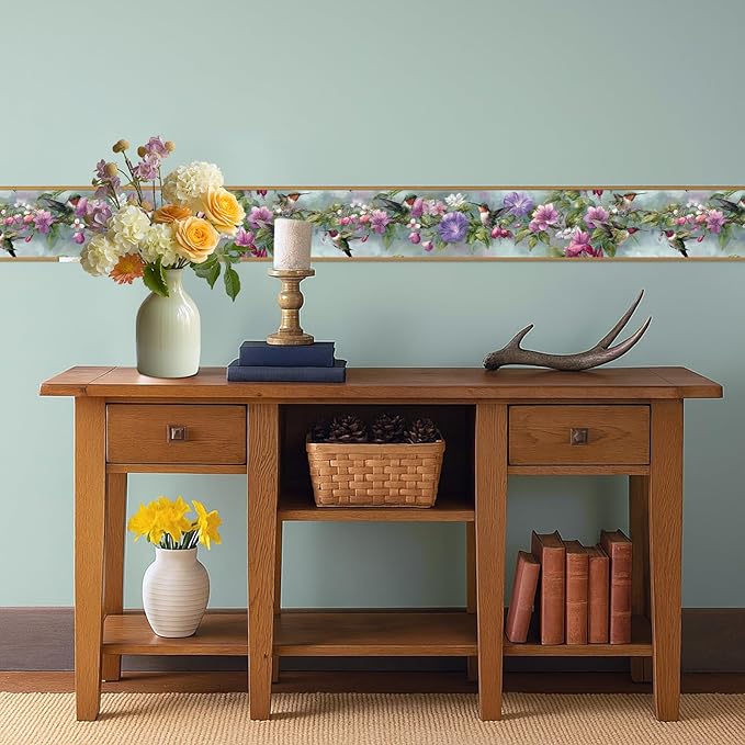 Morning Glory Wallpaper Border 196x4 Inch Removable Wall Border Peel and Stick