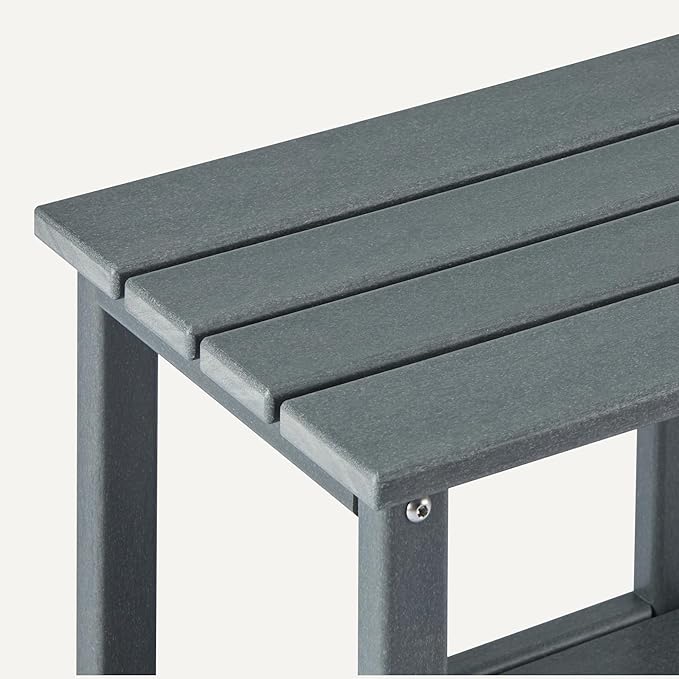 Amazon Basics Outdoor Side Table with Lower Shelf, Weather-Resistant Stainless Steel, 41.91cm x 32cm x 41.91cm, Grey, 1-Pack