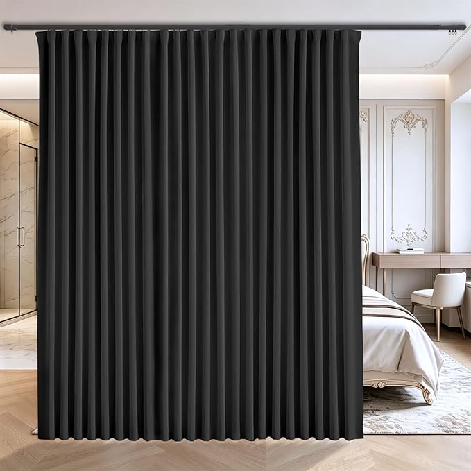 Floor to Ceiling Curtain for Wall Ceiling Mount Track, Extra Wide Blackout Room