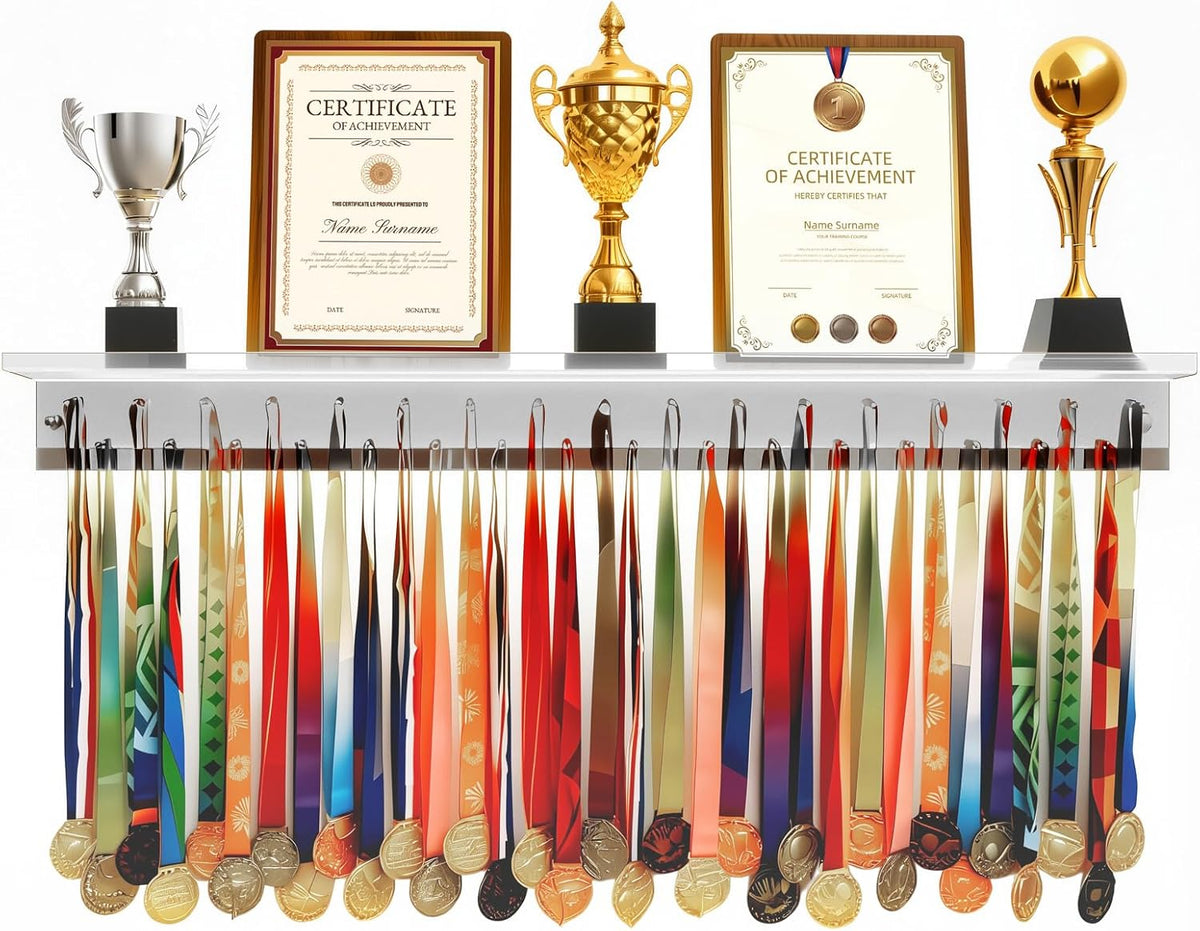 Omhuzsyo Medal Display Rack - Light Up Acrylic Trophy Shelf for Gymnastics, Running & More | Large 45.2”