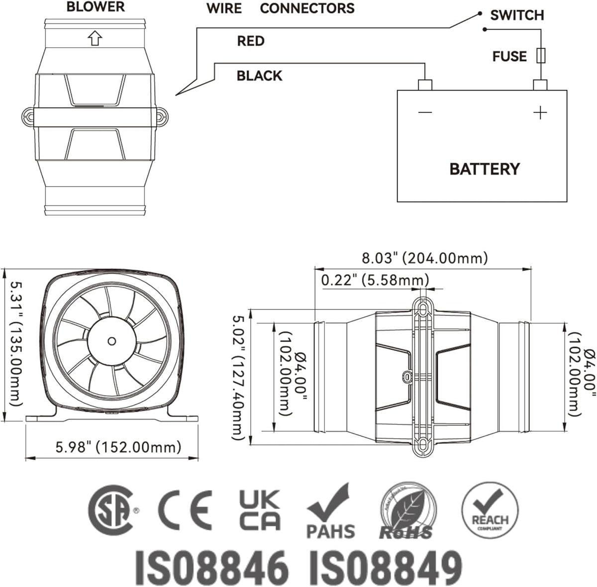 SEAFLO Marine Bilge Air Blowers - Ultra-Quiet 12V Operation | 130-270 CFM for Yacht/Sailboat/Boat - 4-Year Warranty