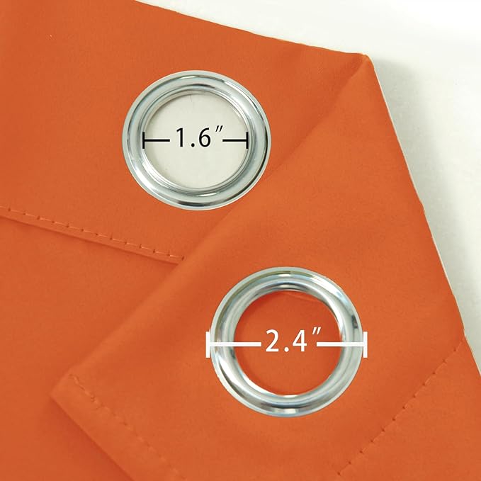 LEMOMO Blackout Curtains 66 x 54 Inch Long Orange Curtains Set of 2 Panels Room